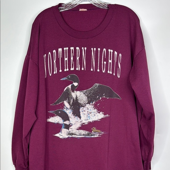 Vintage Northern Nights Burgundy Long Night Shirt XL - Picture 2 of 10